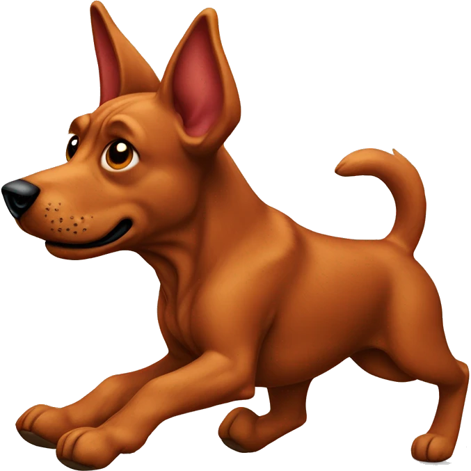 realistic solid red dog with pointed ears running emoji
