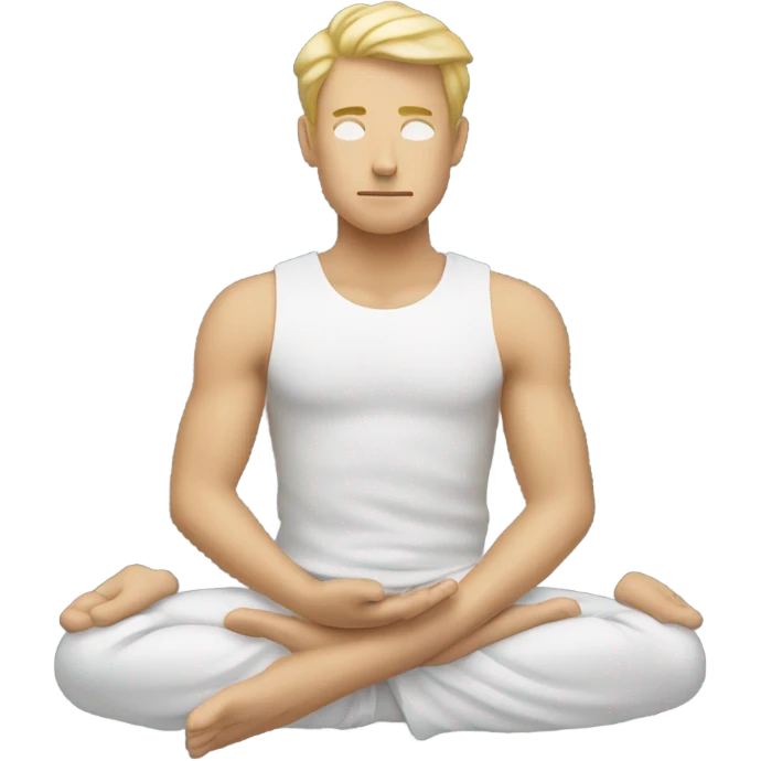 A man with blonde hair practicing yoga in the lotus pose, radiating serenity and focus emoji