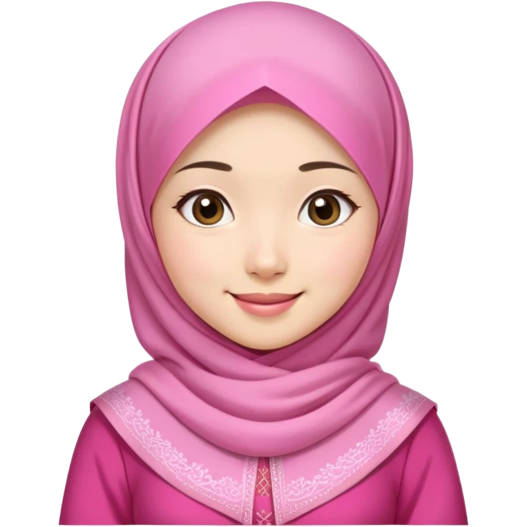 beautiful Asian girl, white skin, wearing a pink hijab, half full body, traditional Asian dress emoji