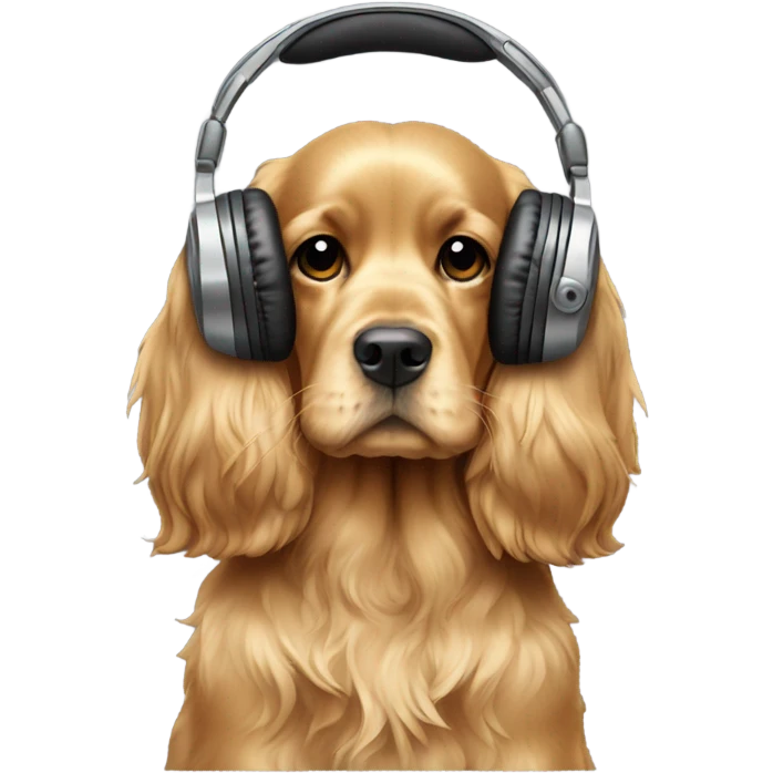 golden cocker spaniel with headphones emoji