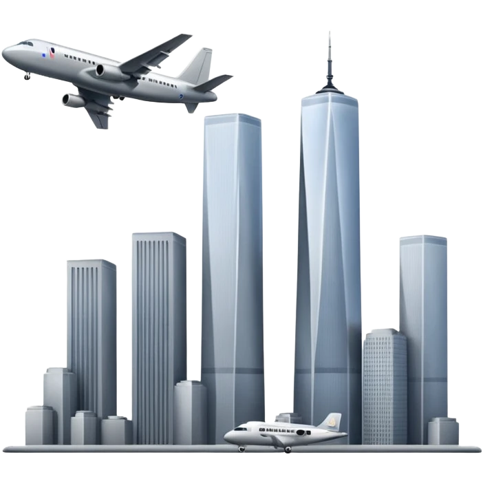 plane flying towards the twin towers emoji