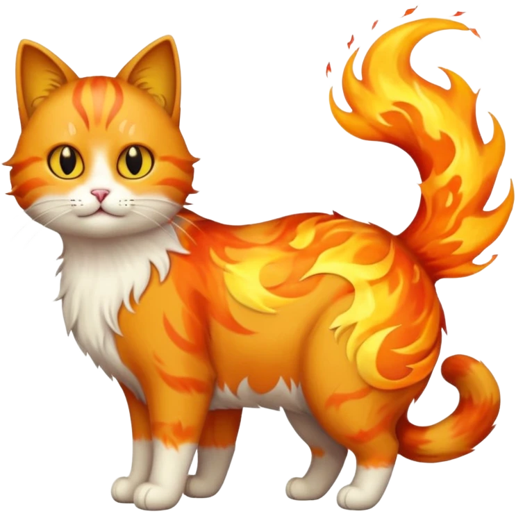 a cat with fire on the tail emoji