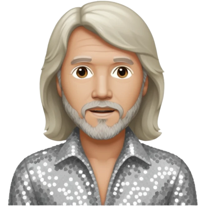 Barry Gibb from Bee Gees with light grey sequin outfit emoji