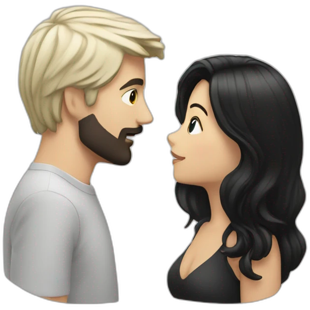 White man with black hair kiss white female with black hair emoji