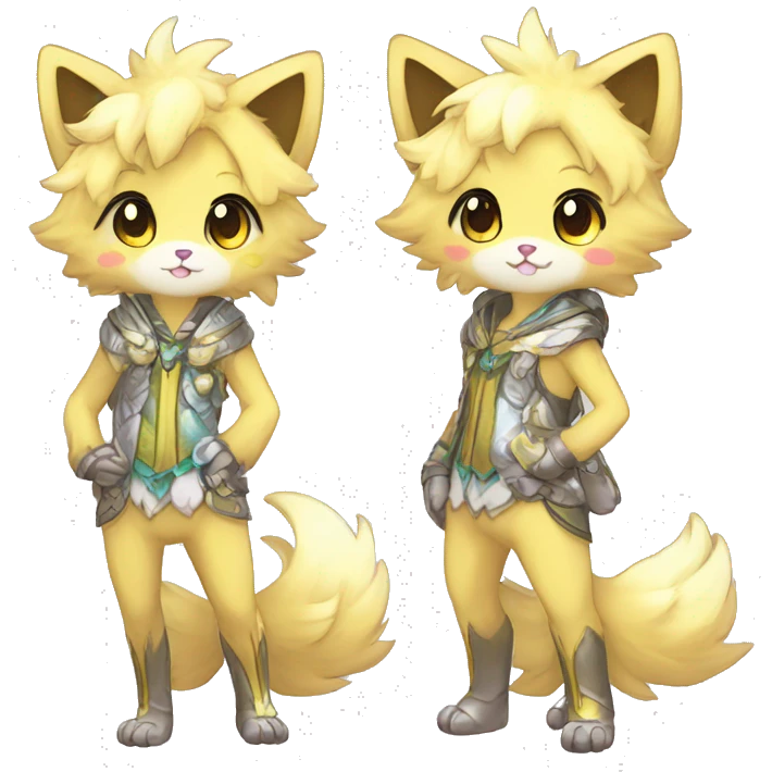 Cute Cool Kawaii Beautiful Pretty Chibi Fur-Sona Shiny Colorful Sparkly Fakemon Full Body emoji