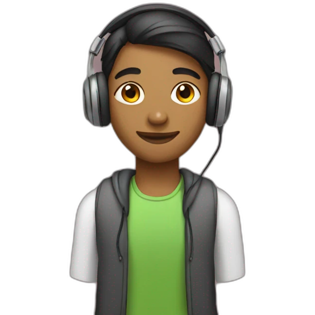 Indian student fair skin wearing headphones emoji
