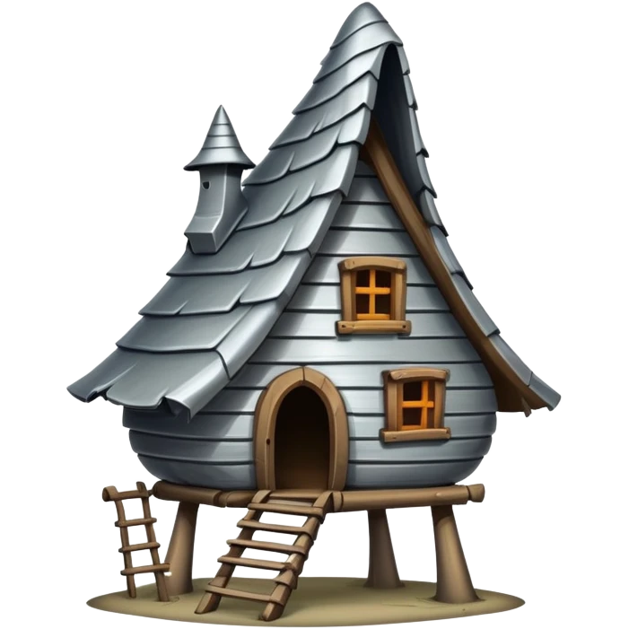 witch hut on chicken legs metallic silver emoji