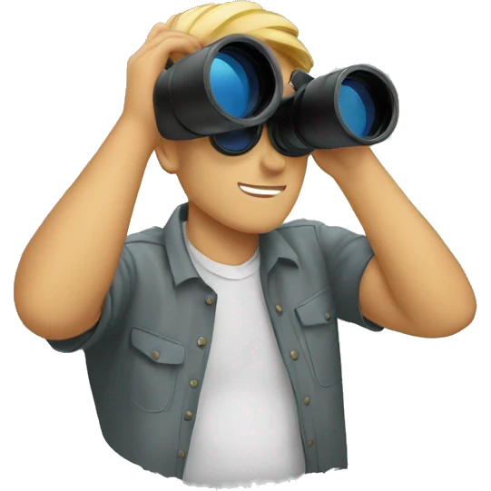 man overlooking through binoculars emoji