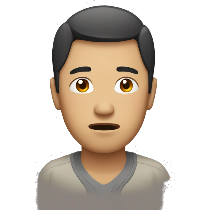 asian man with worry emoji