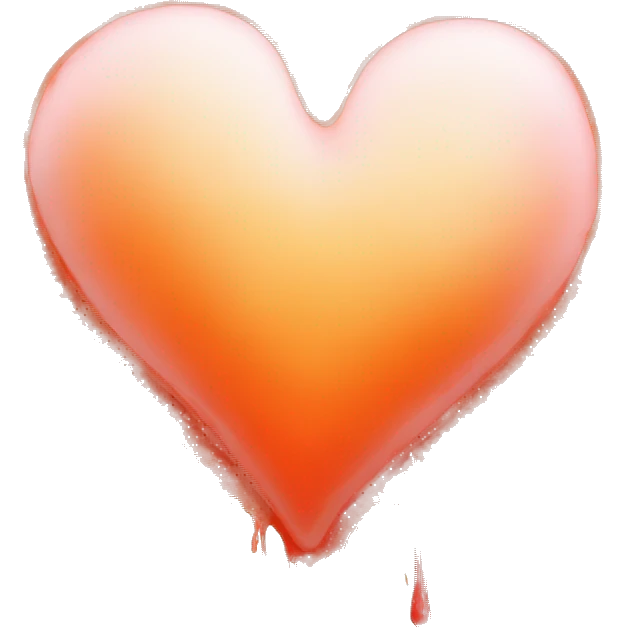 splattered paint heart glowing red-orange warmth emoji