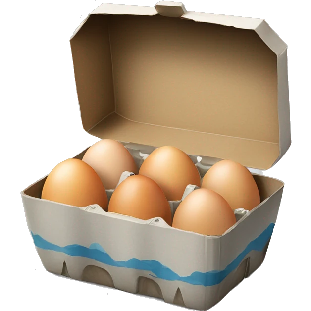 Realistic open carton of eggs island  emoji