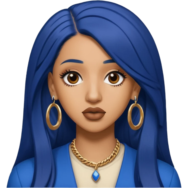 Cardi B with long dark blue hair  emoji