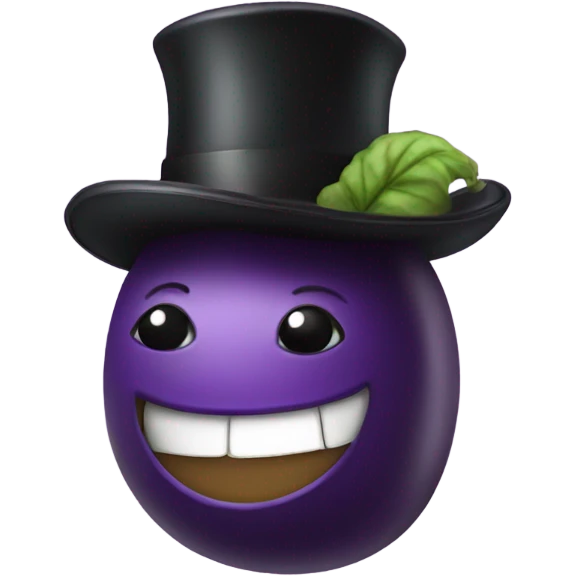 Eggplant with a top hat emoji