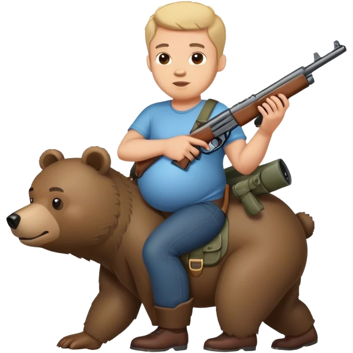Pregnant man holding gun riding a bear emoji
