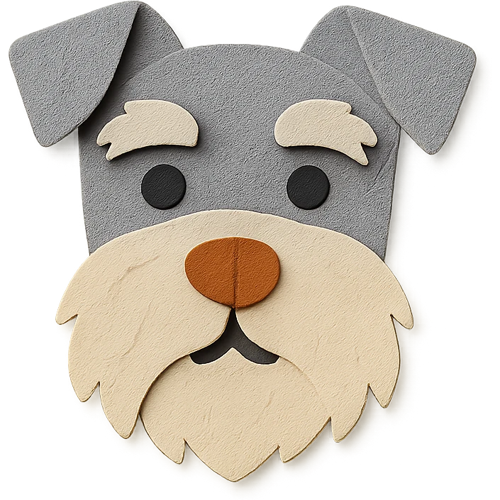 schnauzer dog paper craft style emoji