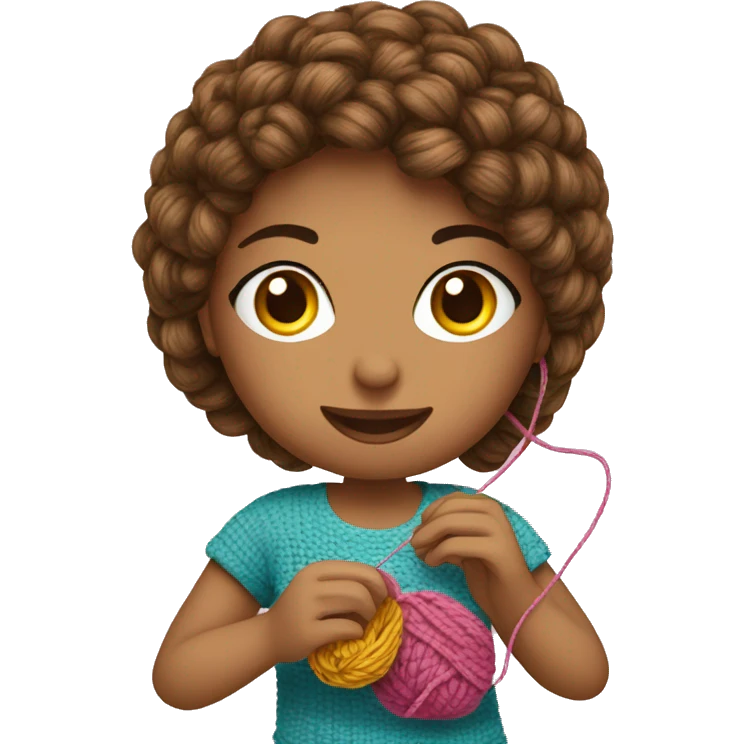 a girl who crochets toys with threads, біла шкіра і світле волосся emoji