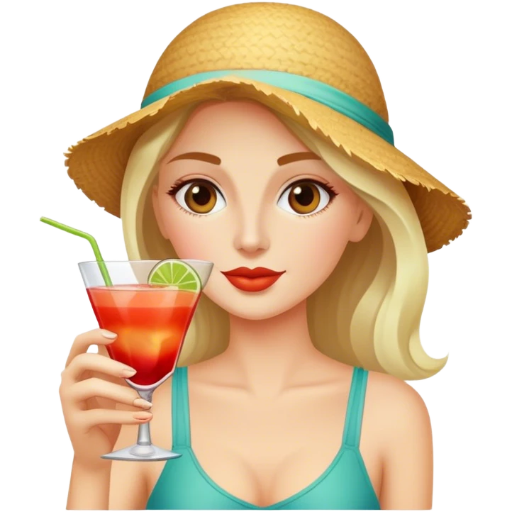 Biene trinkt Cocktail am Strand  emoji