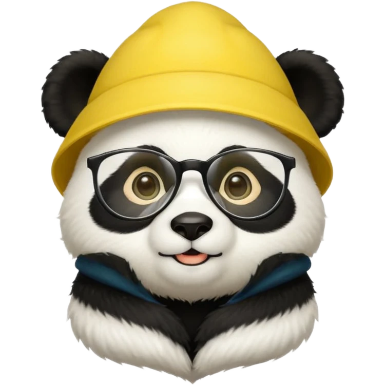 panda with yellow conical hat, glasses emoji
