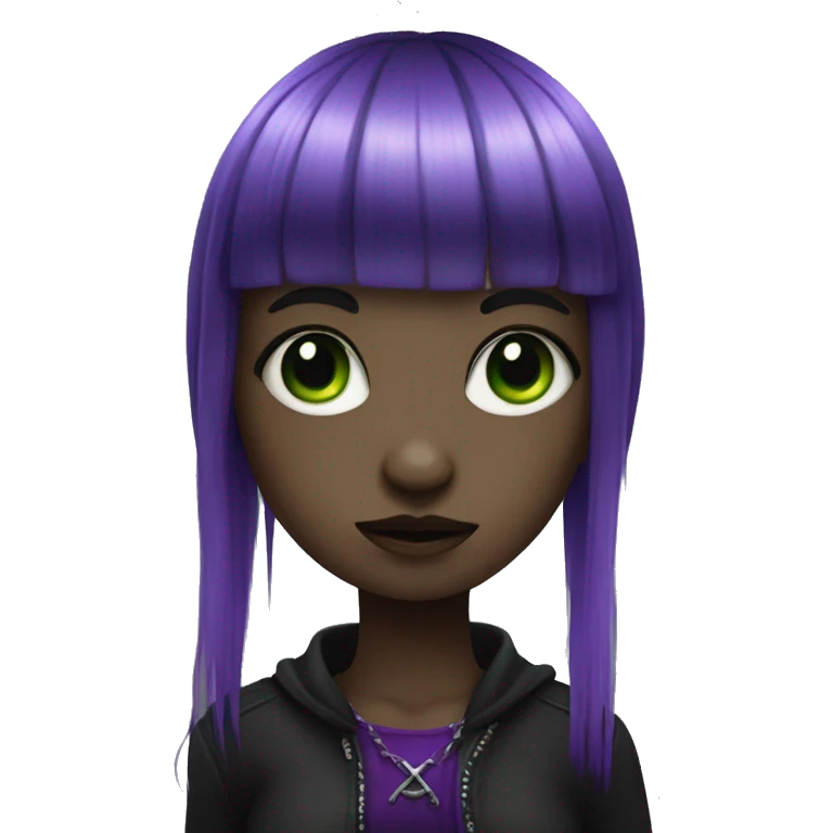 goth girl with bangs and purple and green hair emoji