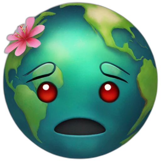 planet with japanese mask emoji