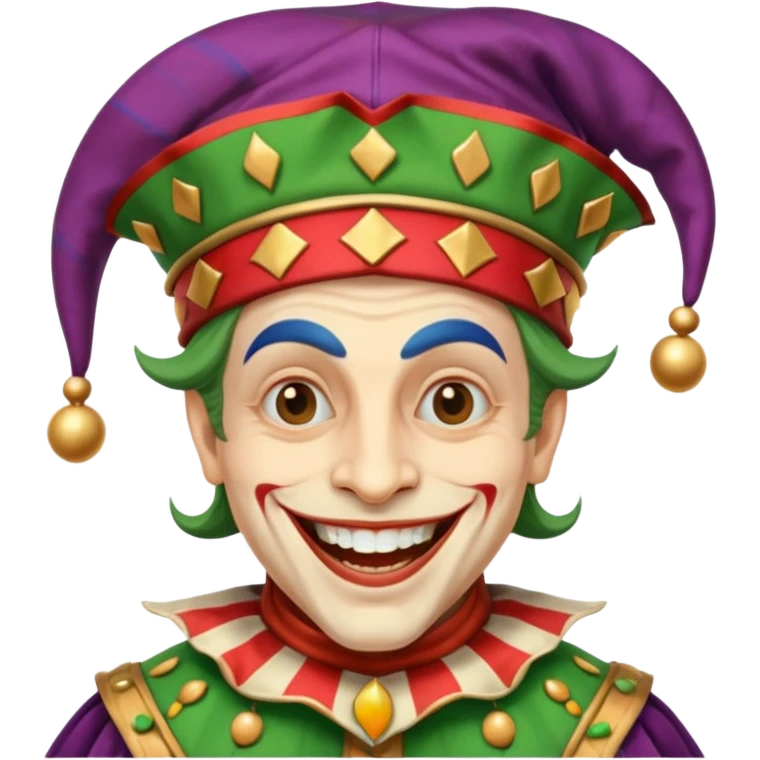crazy colorful human jolly joker, medieval, vintage, court jester emoji
