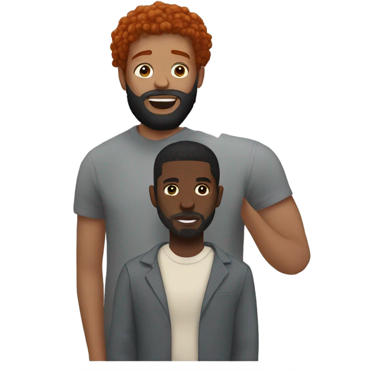Man with red hair kisses black man with beard and short braids  emoji