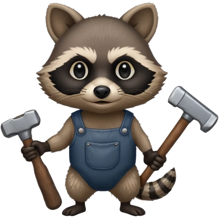 dirty blacksmith racoon holding hammer emoji