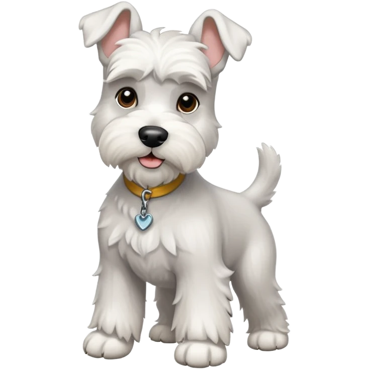 white schnauzer dog, playful stance, iOS emoji style emoji