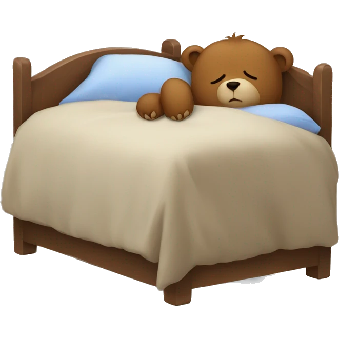 Tired bear sleeping in bed emoji