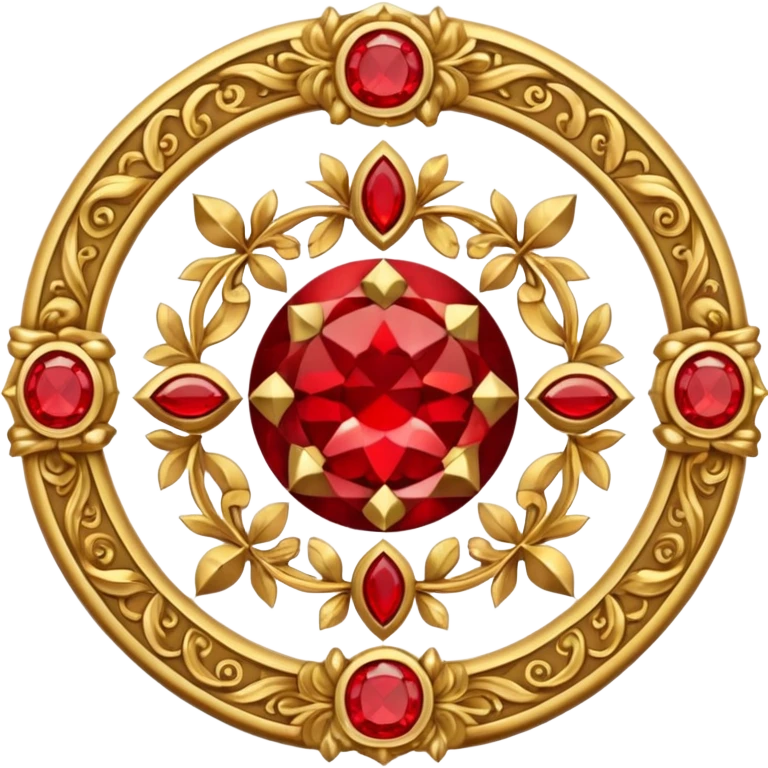 Golden circle crest with red gems emoji