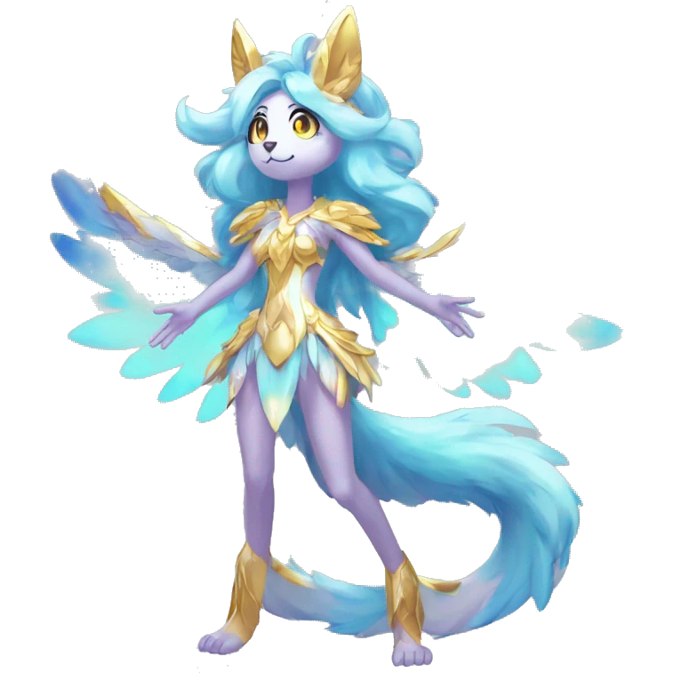 Anthro Sona Colorful Ethereal Pretty Godly Celestial Shiny Fakemon Full Body emoji