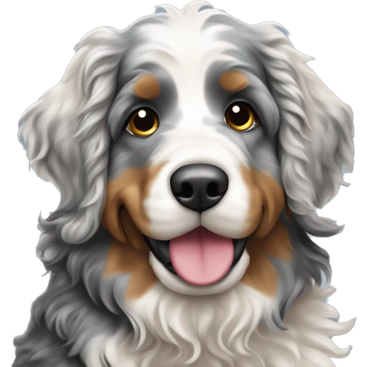 standing merle colored bernedoodle emoji