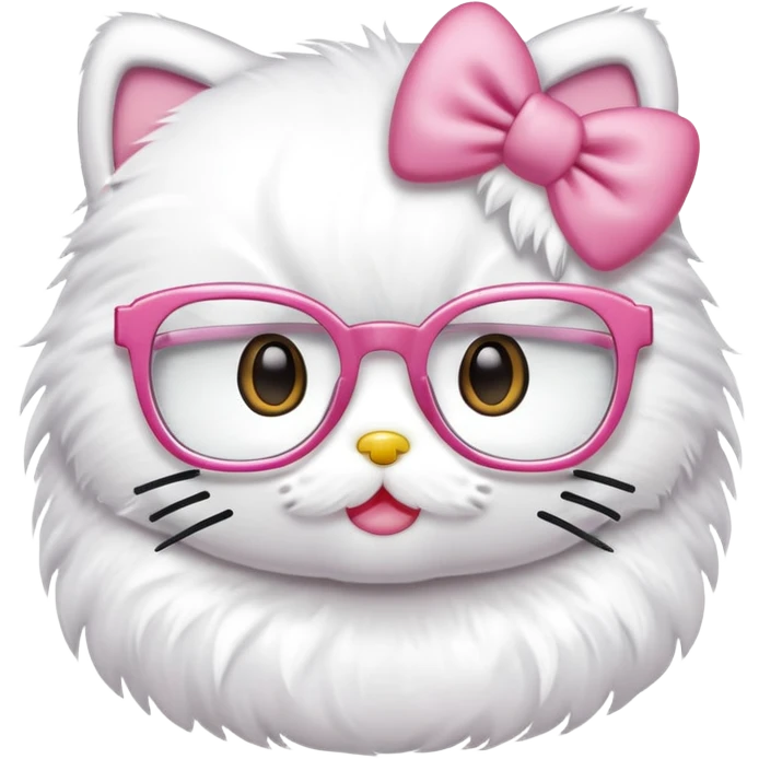 Hello kitty with glasses and fluffy white fur emoji