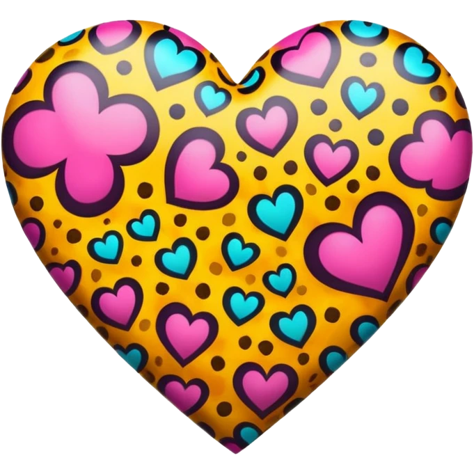 Colorful wild realistic leopard-printed-patterned heart emoji