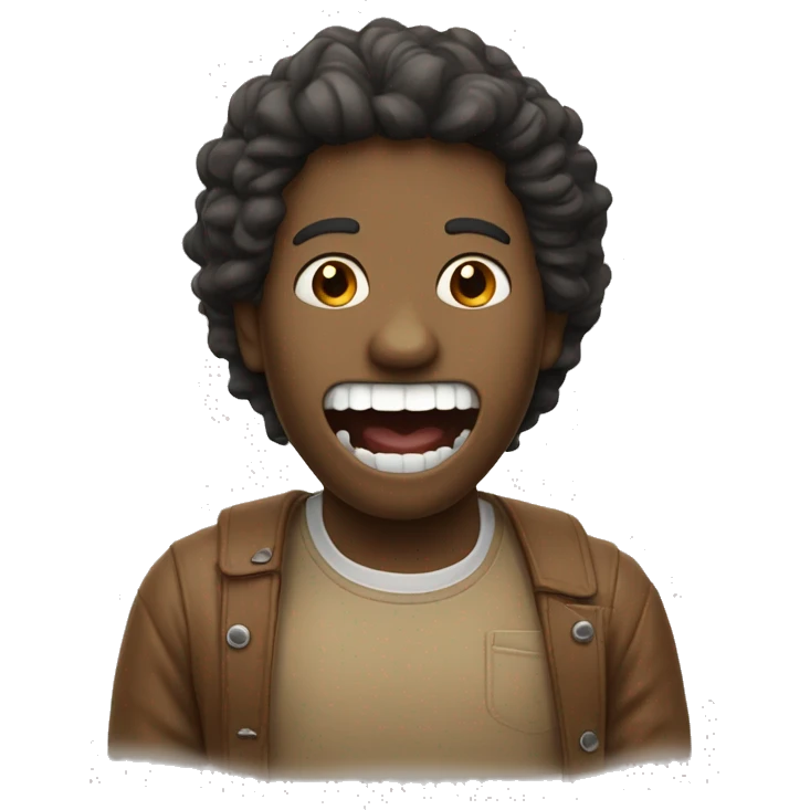 Une personne avec un doigt dans entre les dents et qui fais la timide emoji