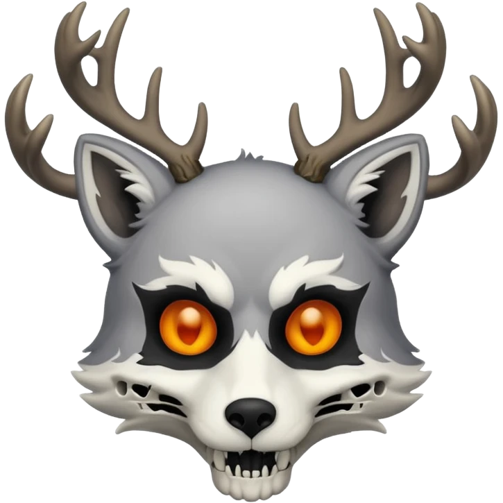 Fox with antlers and skull face emoji