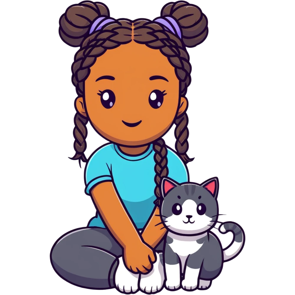 Black girl with braids cat emoji