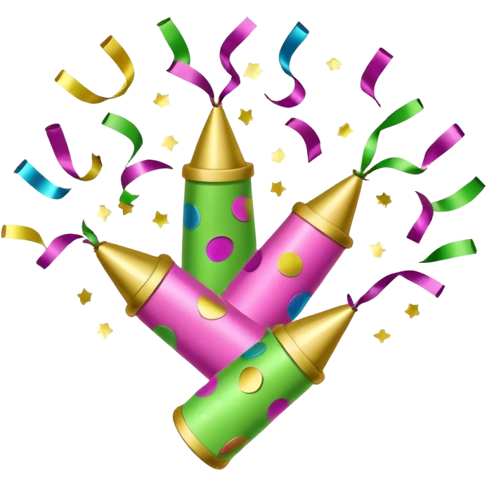 light green and pink party poppers and confetti emoji