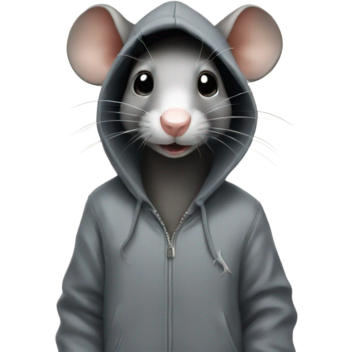 Rat wearing hoodie with microphone  emoji