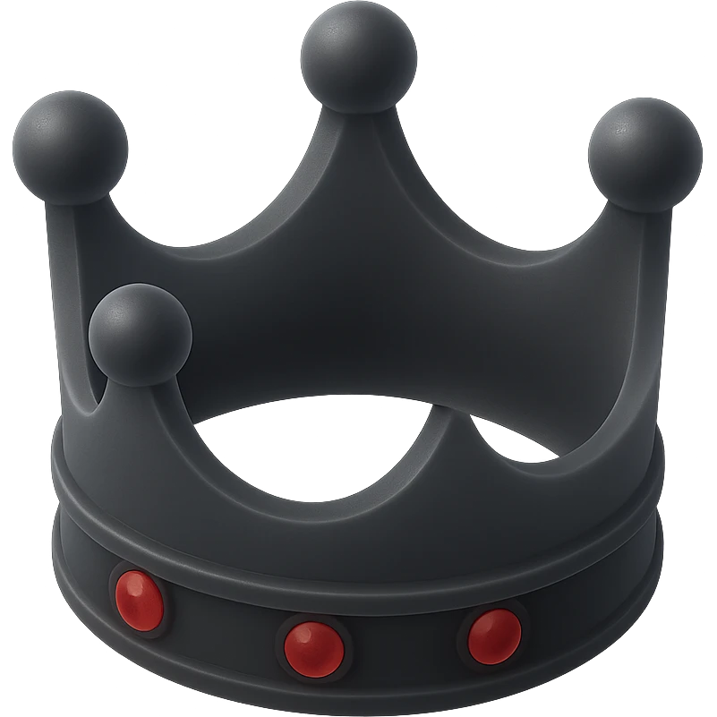 realistic black crown with red gems emoji