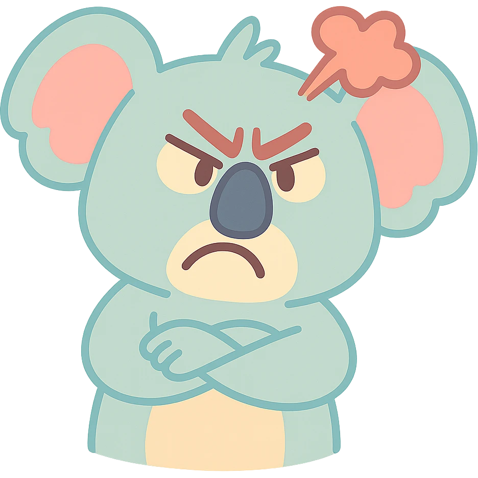 angry koala in pastel toon style emoji