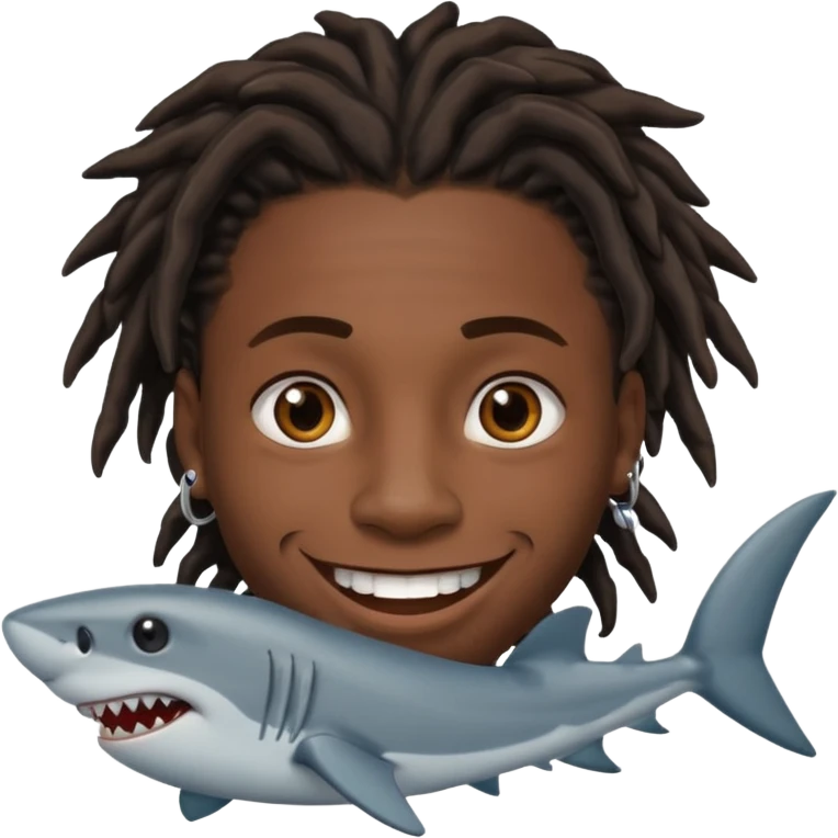 Dark skin black male with locs and shark bite piercings emoji