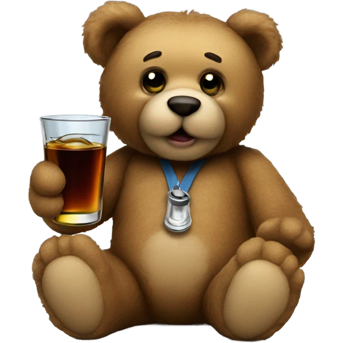 teddy bear holding a shot glass  emoji