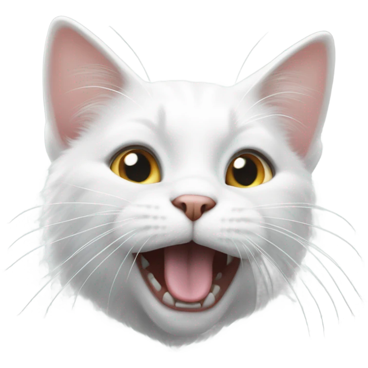 Realistic white cat playing emoji
