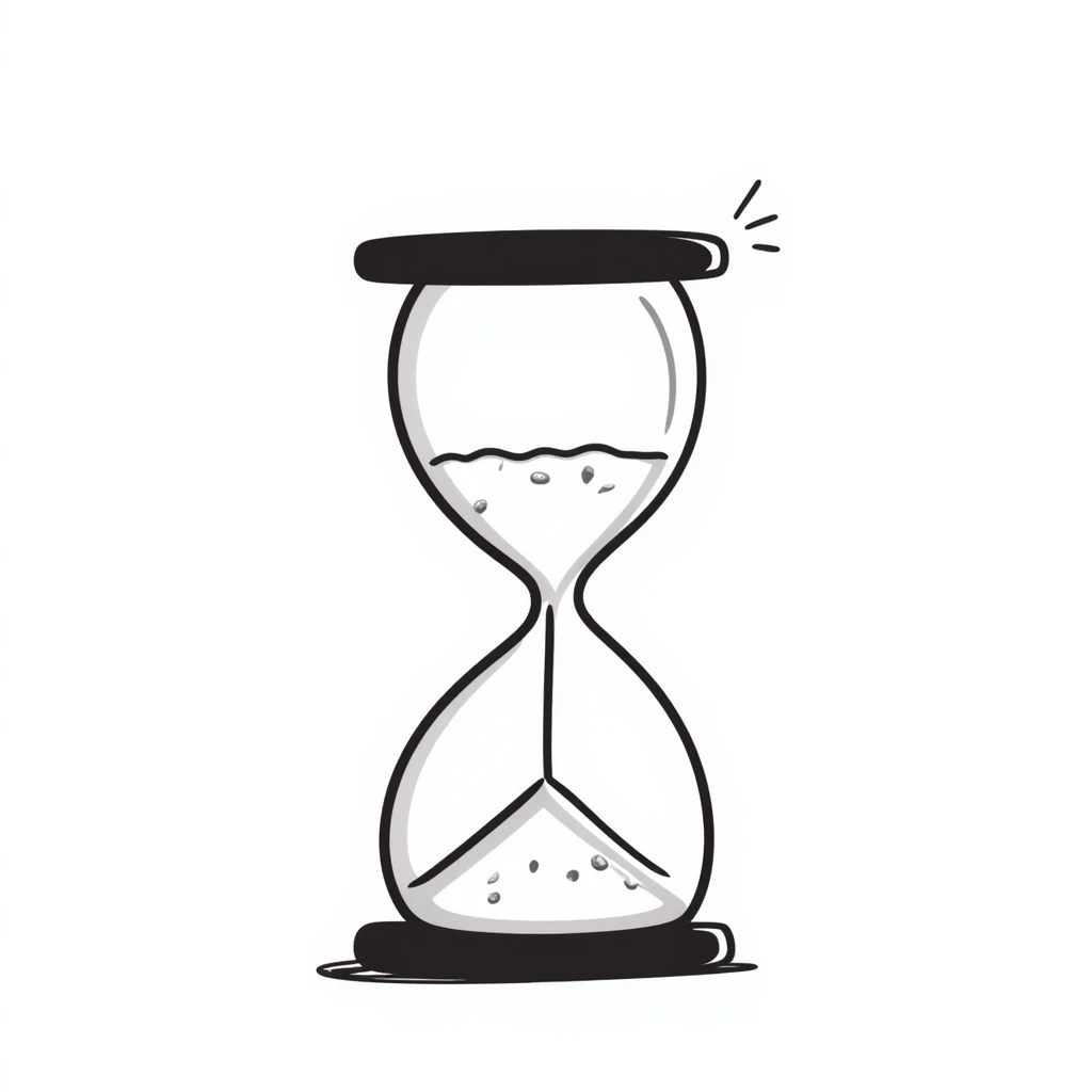 beautiful voluminous hourglass, hand-drawn doodle style, playful lines, expressive and whimsical, minimal color, sense of depth and volume emoji