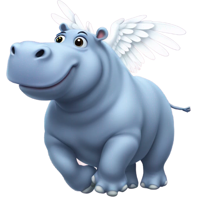 Flying hippo white wings emoji