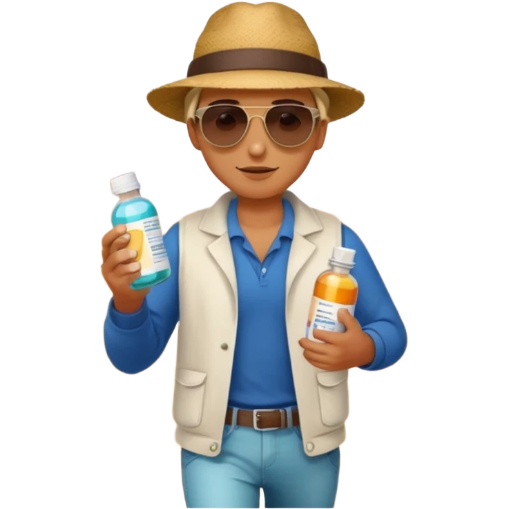 pharmaceut, pills expedition, one person emoji