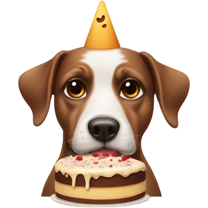 Dog having cake on its head emoji