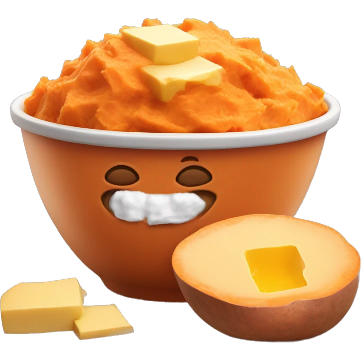 mashed sweet potatoes in a bowl with butter on top emoji