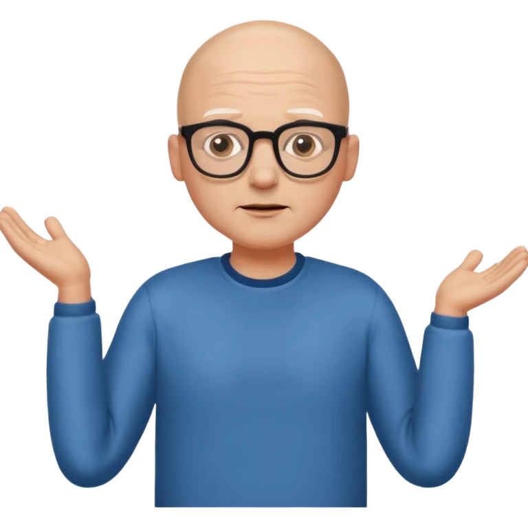 bald man with glasses shrugging emoji